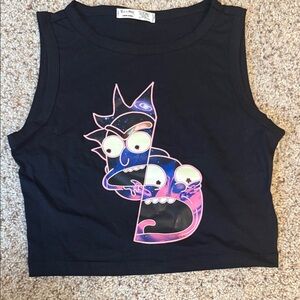 Black Rick & Morty Cropped Tank Top